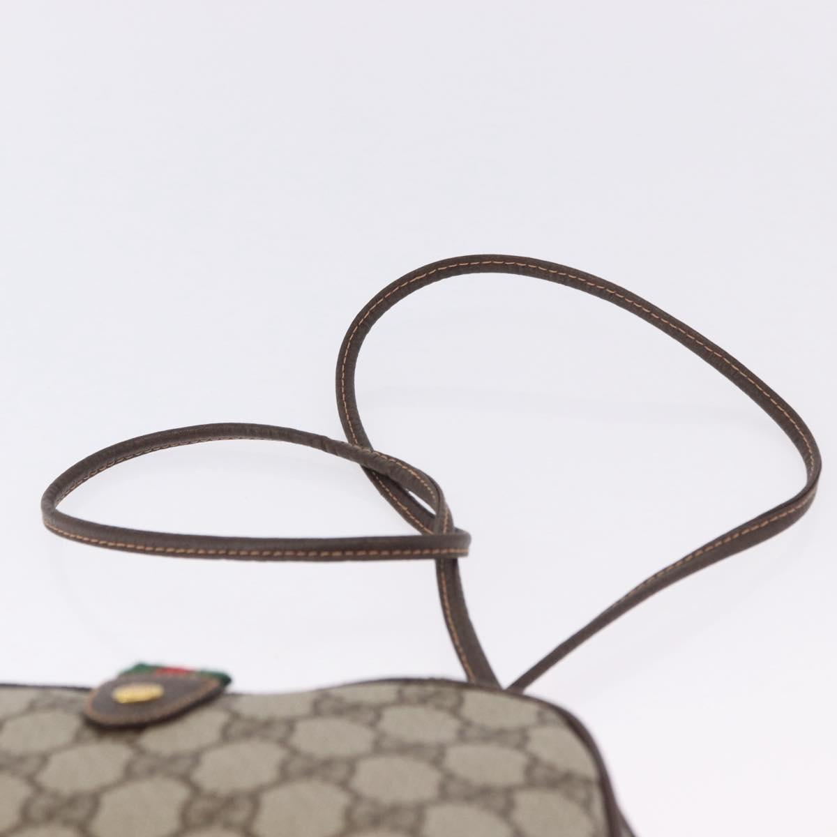 GUCCI GG Supreme Web Sherry Line Bag PVC Beige Gold 156 02 066 Auth BA15125