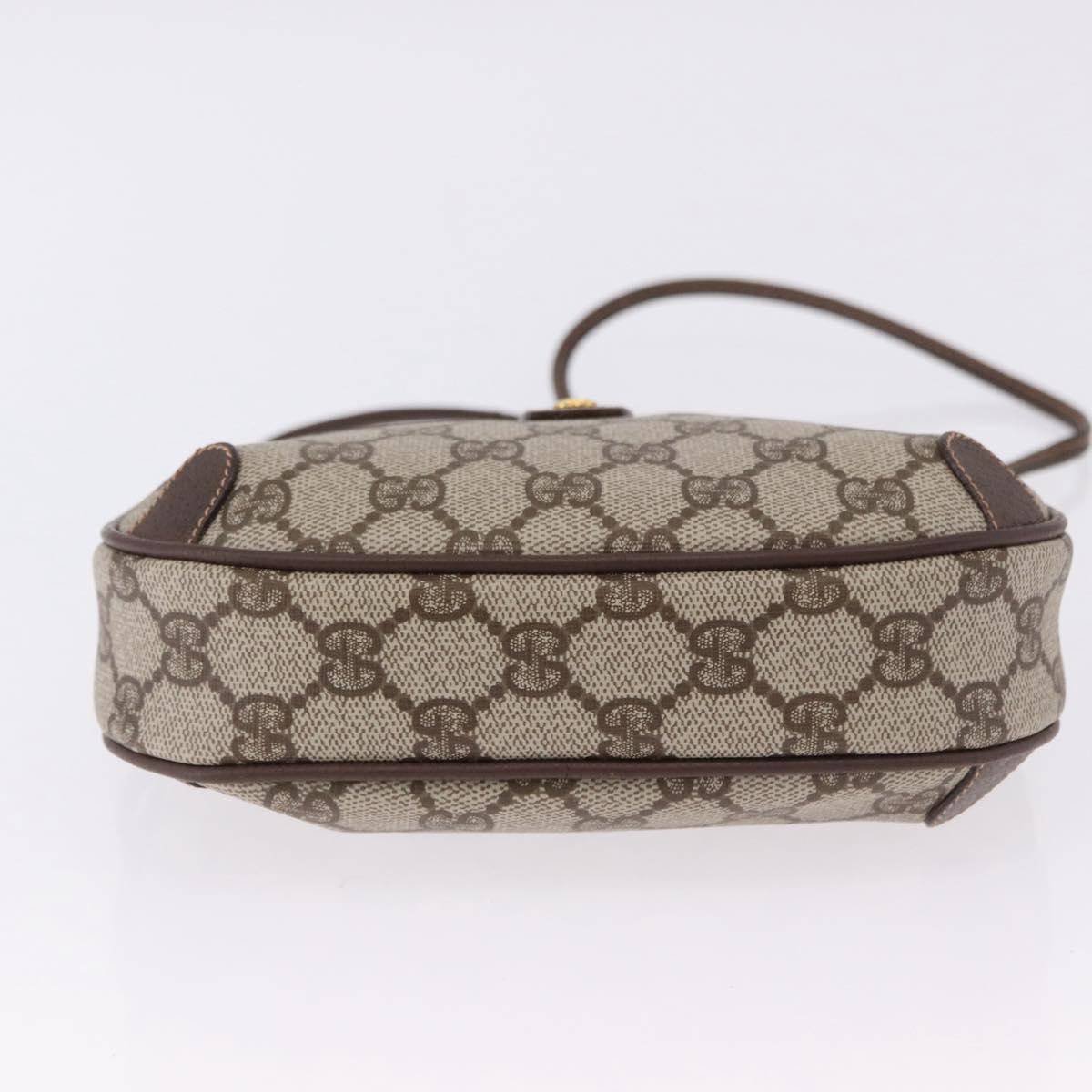 GUCCI GG Supreme Web Sherry Line Bag PVC Beige Gold 156 02 066 Auth BA15125