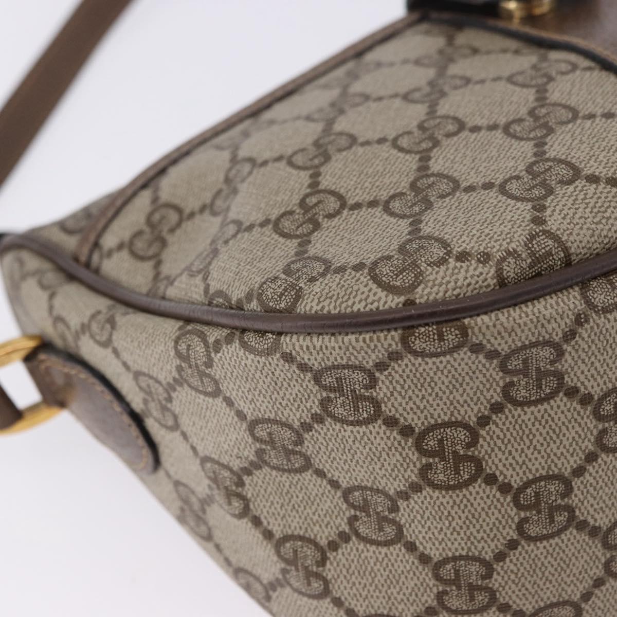 GUCCI GG Supreme Web Sherry Line Bag PVC Beige Gold 02 14 032 Auth BA15126