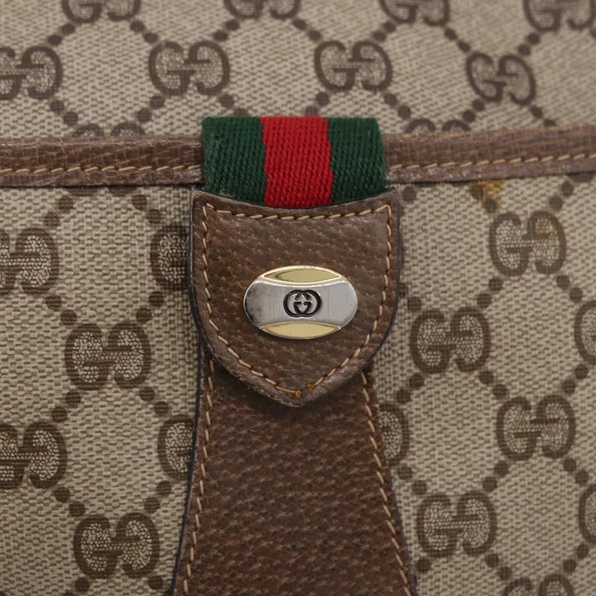 GUCCI GG Supreme Web Sherry Line Bag PVC Beige Gold 02 14 032 Auth BA15126