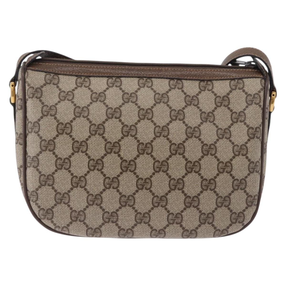 GUCCI GG Supreme Web Sherry Line Bag PVC Beige Gold 02 14 032 Auth BA15126