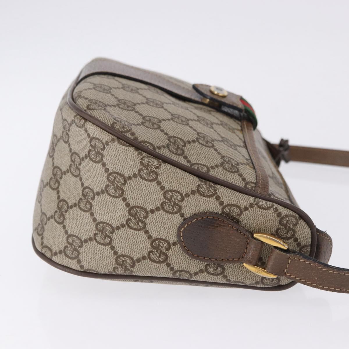 GUCCI GG Supreme Web Sherry Line Bag PVC Beige Gold 02 14 032 Auth BA15126