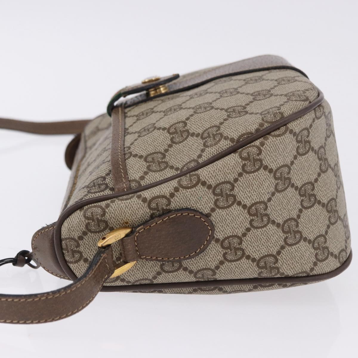 GUCCI GG Supreme Web Sherry Line Bag PVC Beige Gold 02 14 032 Auth BA15126