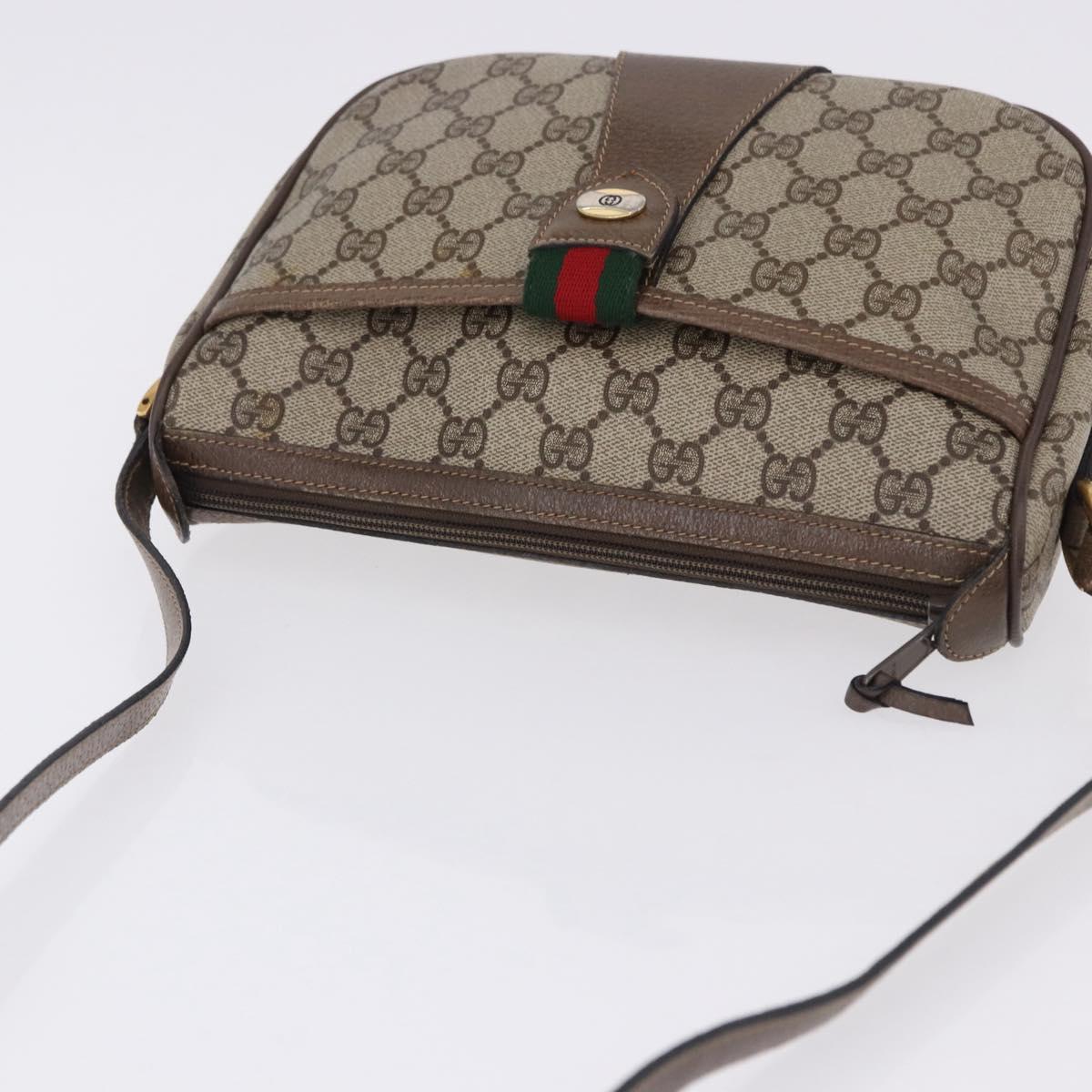 GUCCI GG Supreme Web Sherry Line Bag PVC Beige Gold 02 14 032 Auth BA15126
