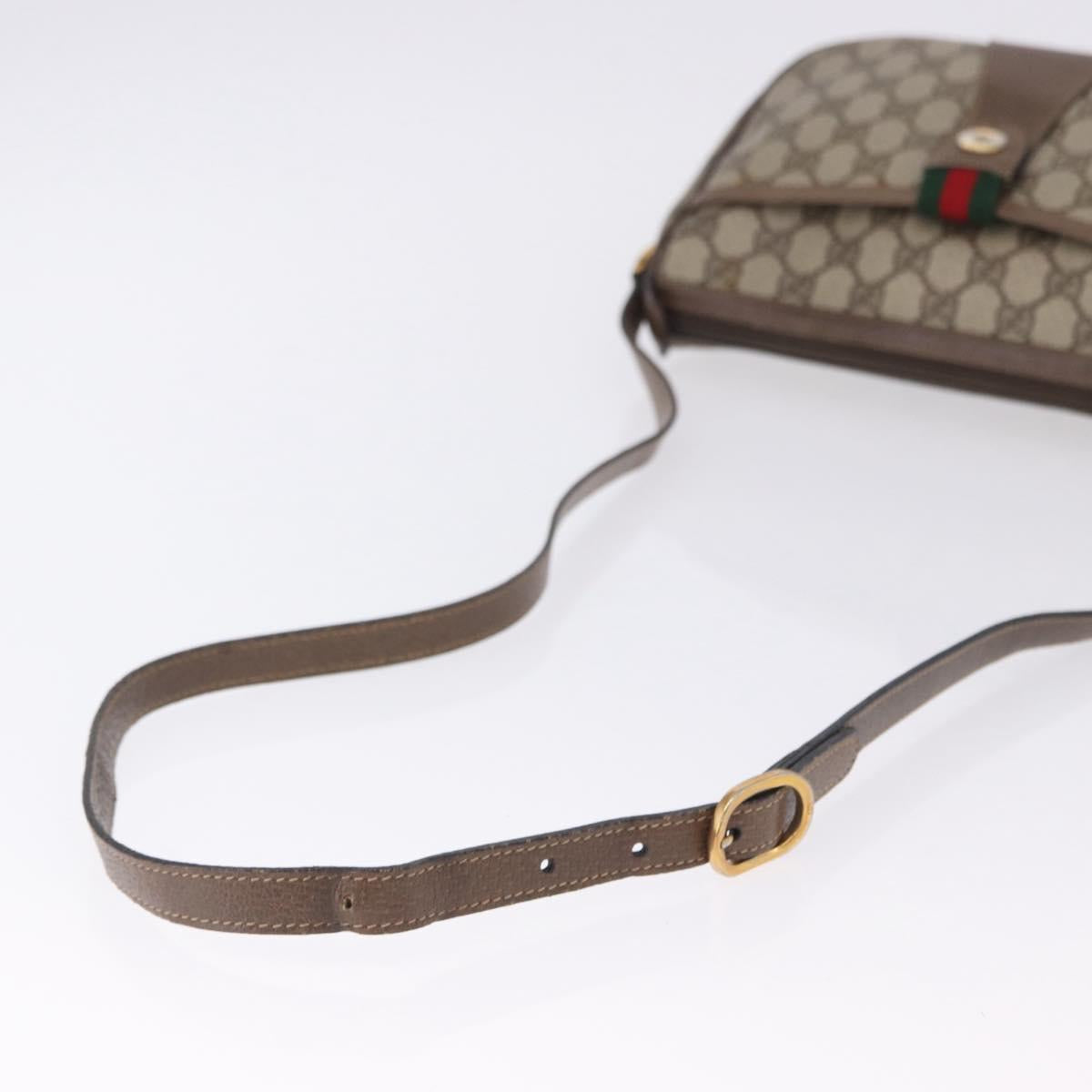 GUCCI GG Supreme Web Sherry Line Bag PVC Beige Gold 02 14 032 Auth BA15126