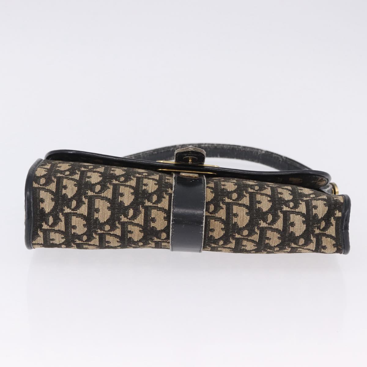 Christian Dior Trotter Canvas Shoulder Bag Navy Gold Auth BA15128