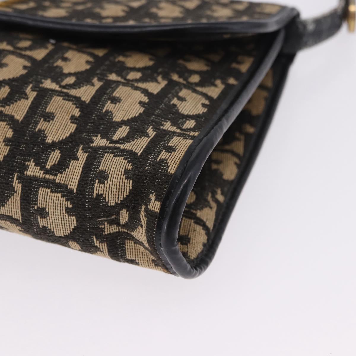 Christian Dior Trotter Canvas Shoulder Bag Navy Gold Auth BA15128