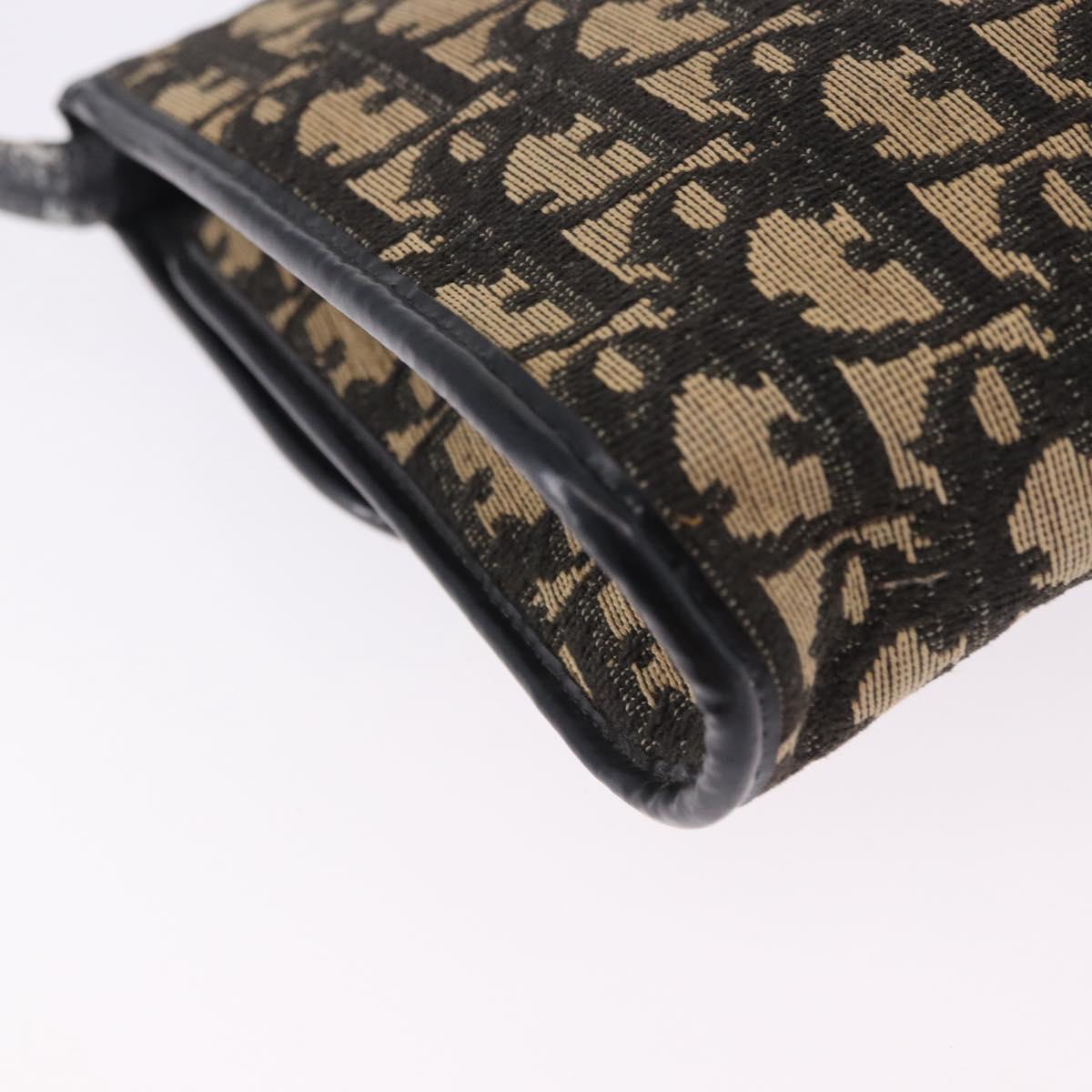 Christian Dior Trotter Canvas Shoulder Bag Navy Gold Auth BA15128