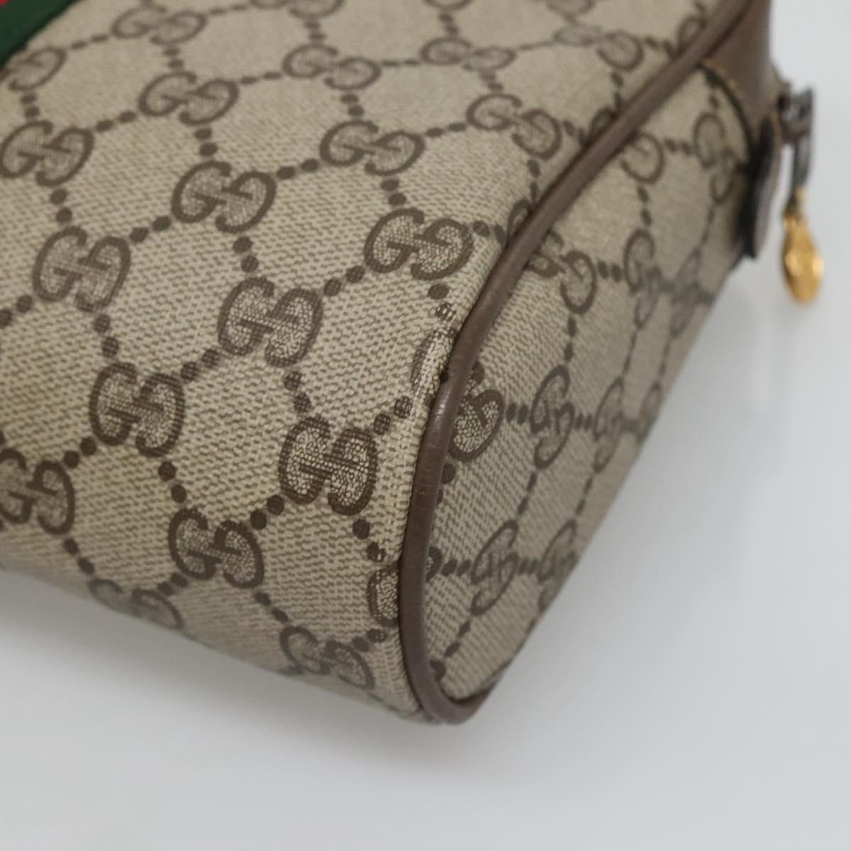 GUCCI GG Supreme Web Sherry Line Clutch Bag PVC Beige Gold 22 01 012 Auth BA1513