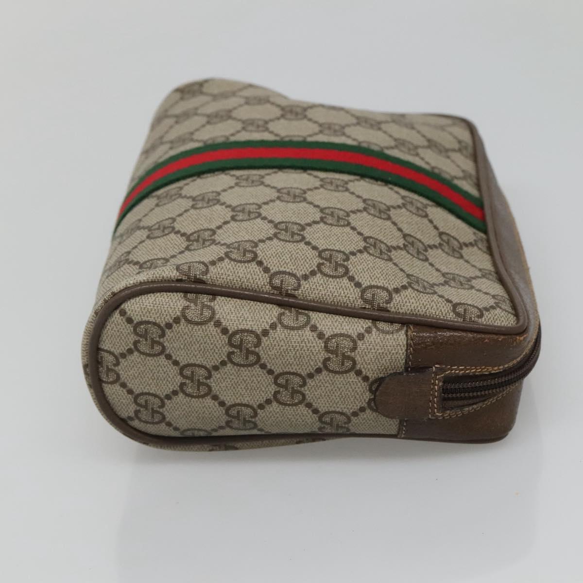 GUCCI GG Supreme Web Sherry Line Clutch Bag PVC Beige Gold 22 01 012 Auth BA1513