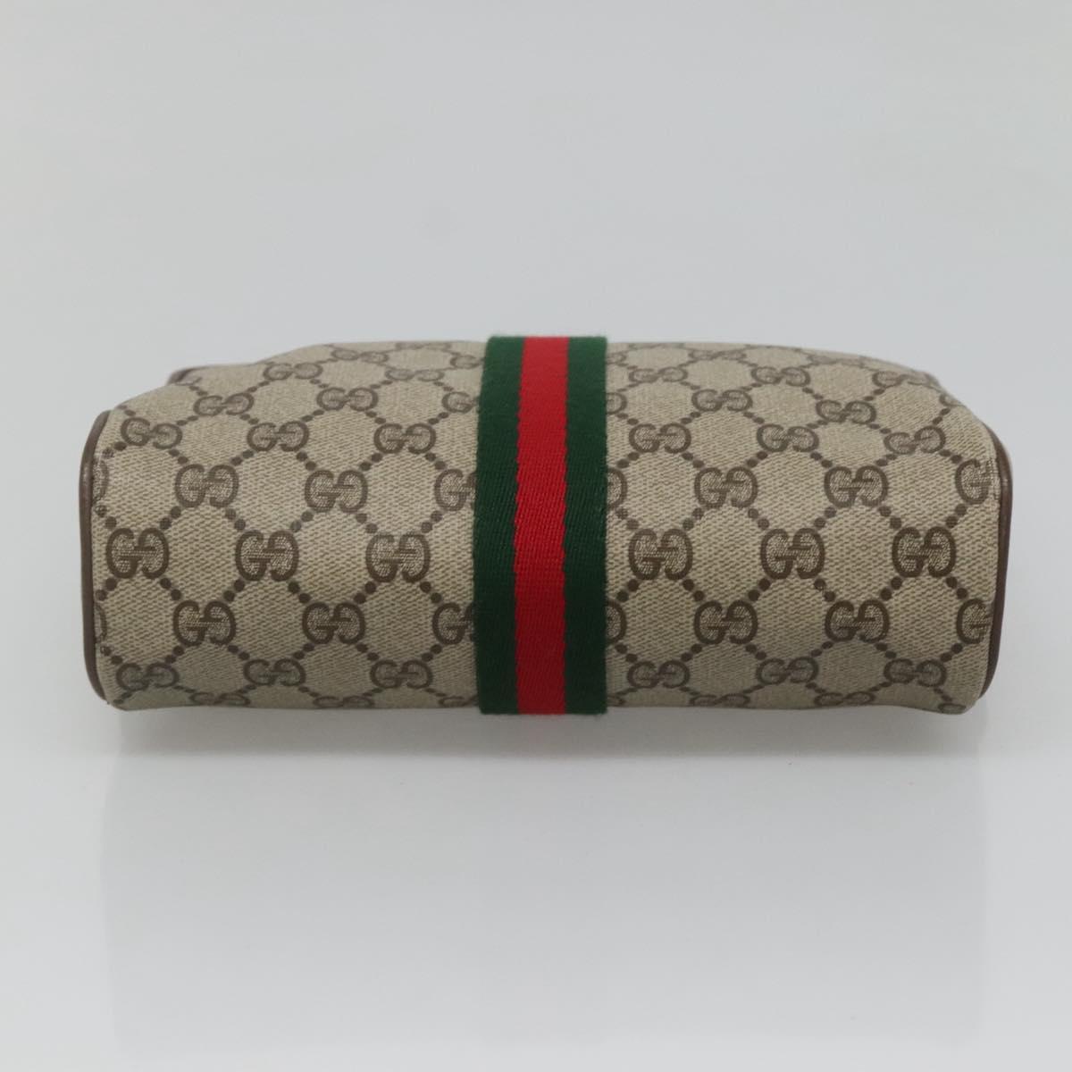GUCCI GG Supreme Web Sherry Line Clutch Bag PVC Beige Gold 22 01 012 Auth BA1513