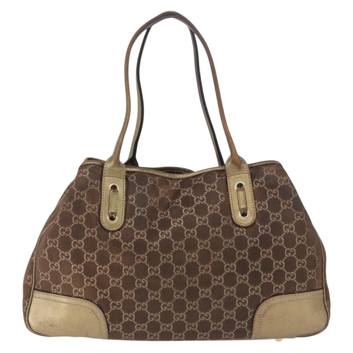 GUCCI GG Canvas Princie Tote Bag Brown Gold 163805 Auth BA15130