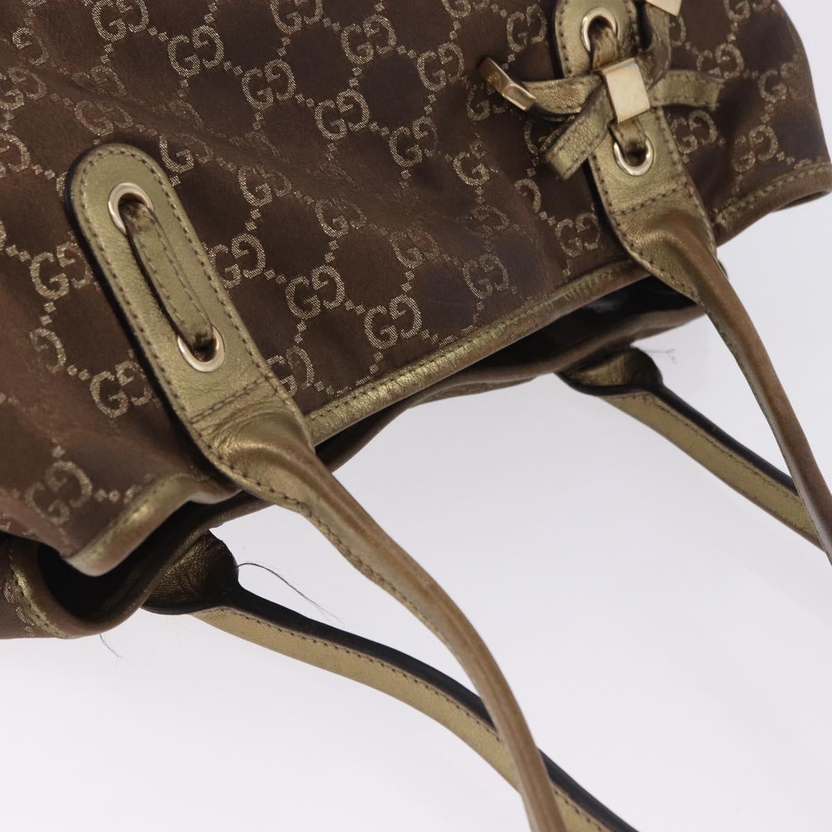 GUCCI GG Canvas Princie Tote Bag Brown Gold 163805 Auth BA15130