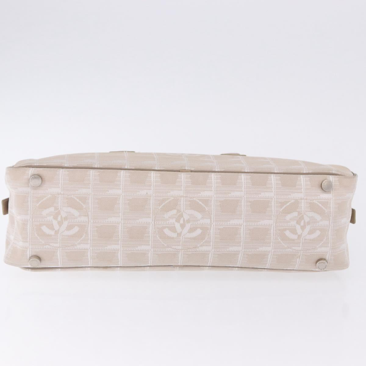 CHANEL New Travel Line Hand Bag Nylon Ivory Silver CC Auth BA15135A
