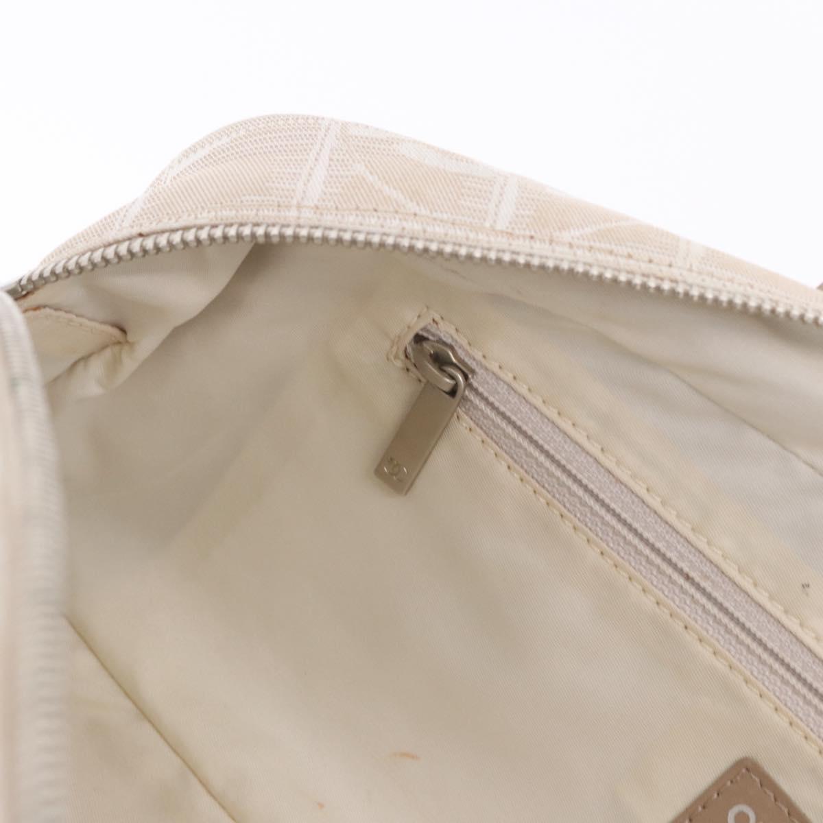 CHANEL New Travel Line Hand Bag Nylon Ivory Silver CC Auth BA15135A