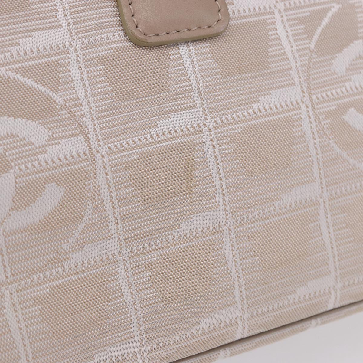 CHANEL New Travel Line Hand Bag Nylon Ivory Silver CC Auth BA15135A