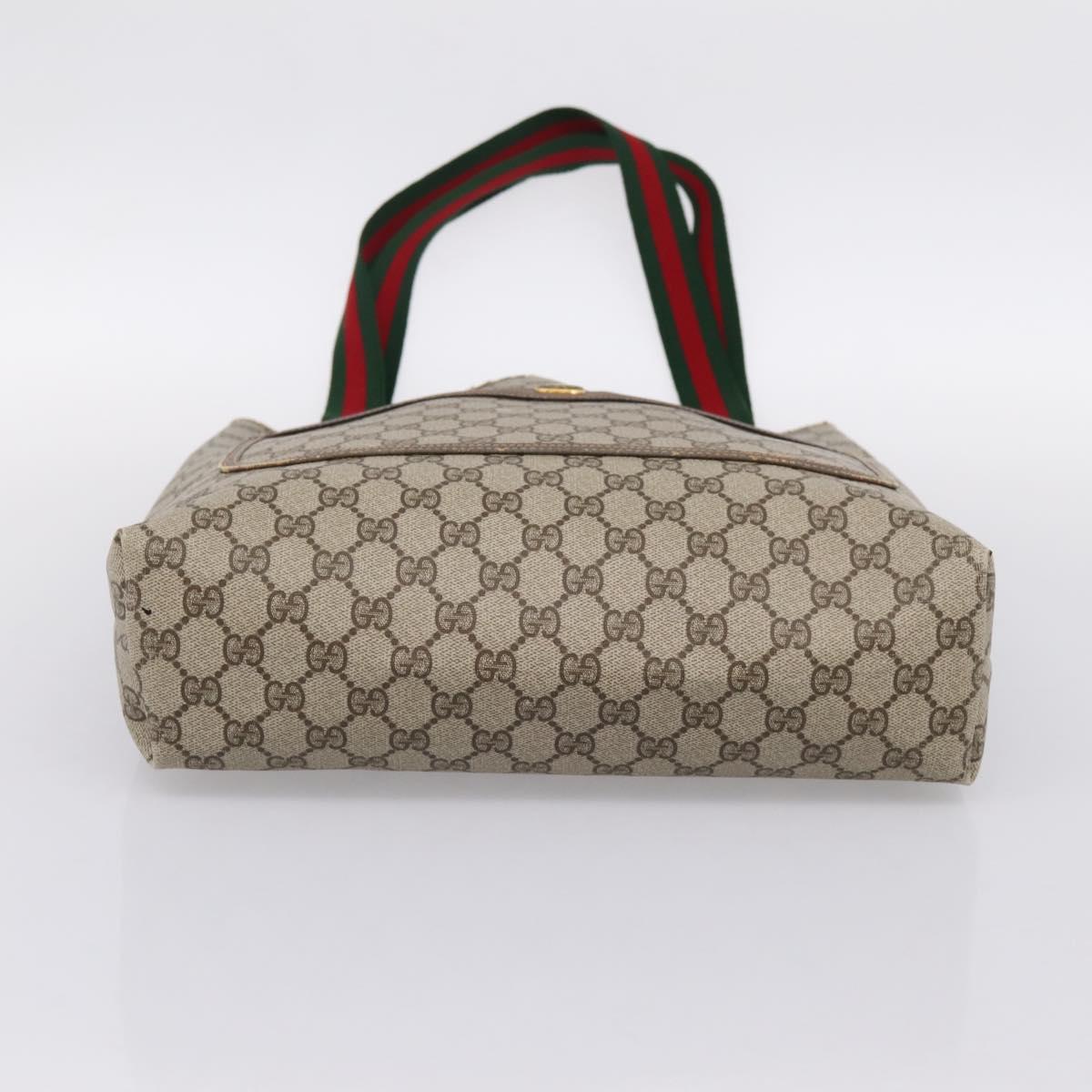 GUCCI GG Supreme Web Sherry Line Tote Bag PVC Beige Gold 39 02 003 Auth BA15137