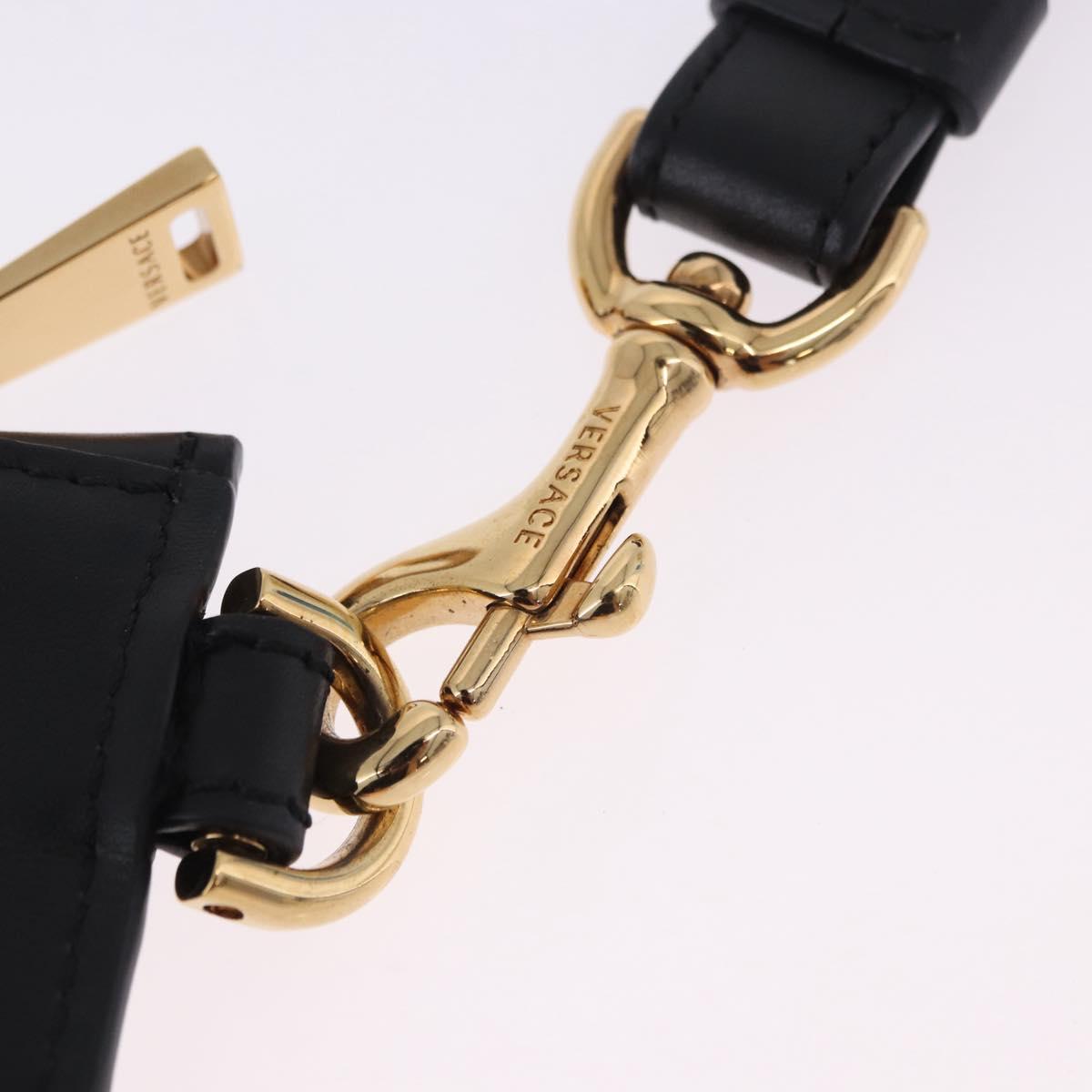 VERSACE Clutch Bag Leather Black Gold Auth BA15138A