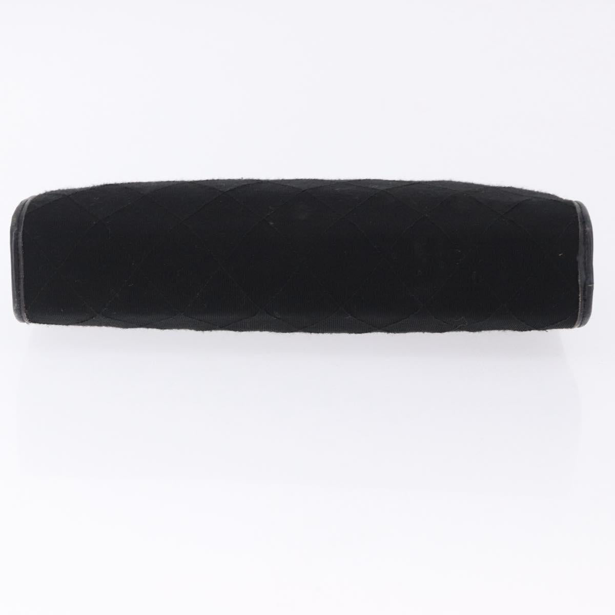 CHANEL Matelasse Clutch Bag Cotton Black Gold CC Auth BA15140