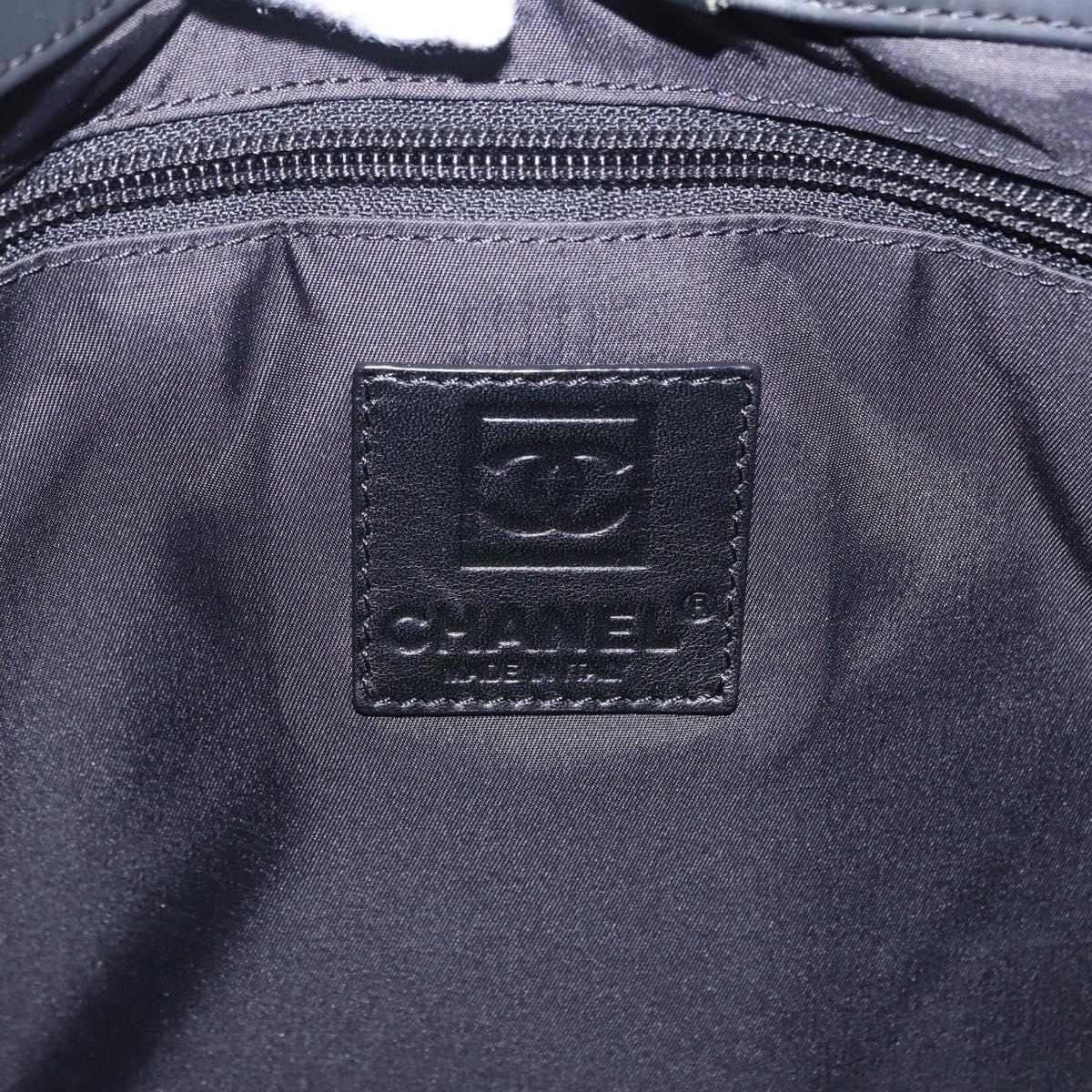 CHANEL Sports Line Shoulder Bag PVC Canvas Black Silver CC Auth BA15143