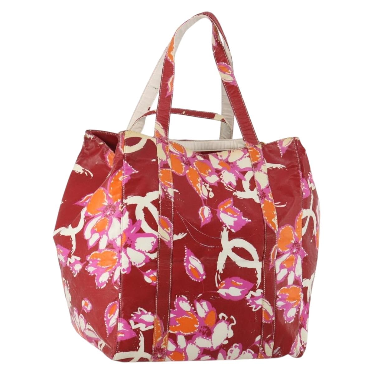 CHANEL High Summer Line Tote Bag PVC Canvas Red CC Auth BA15144