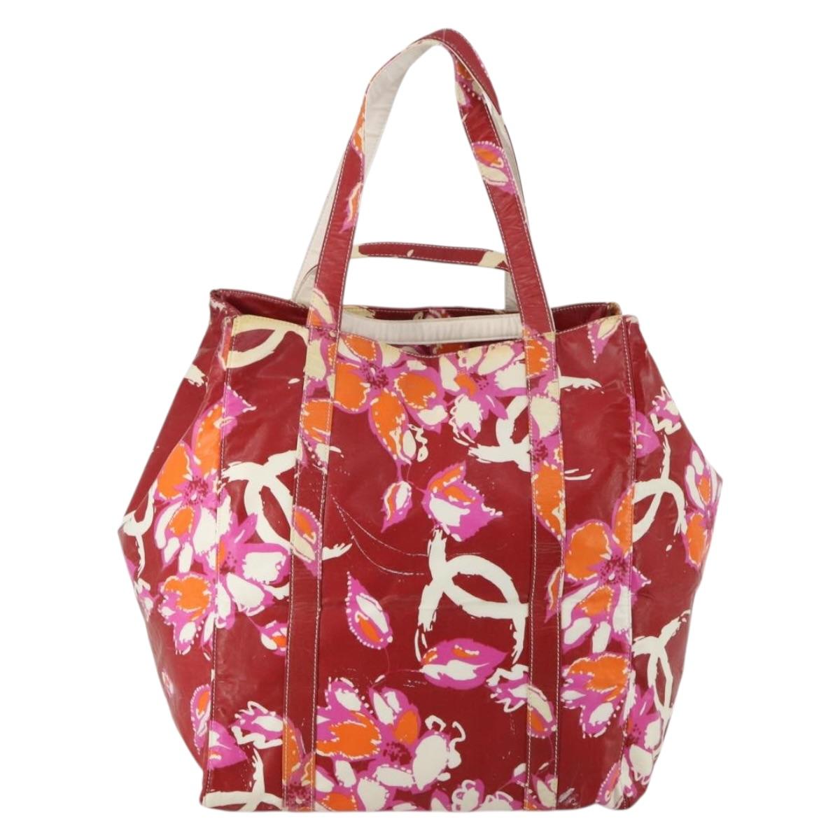 CHANEL High Summer Line Tote Bag PVC Canvas Red CC Auth BA15144