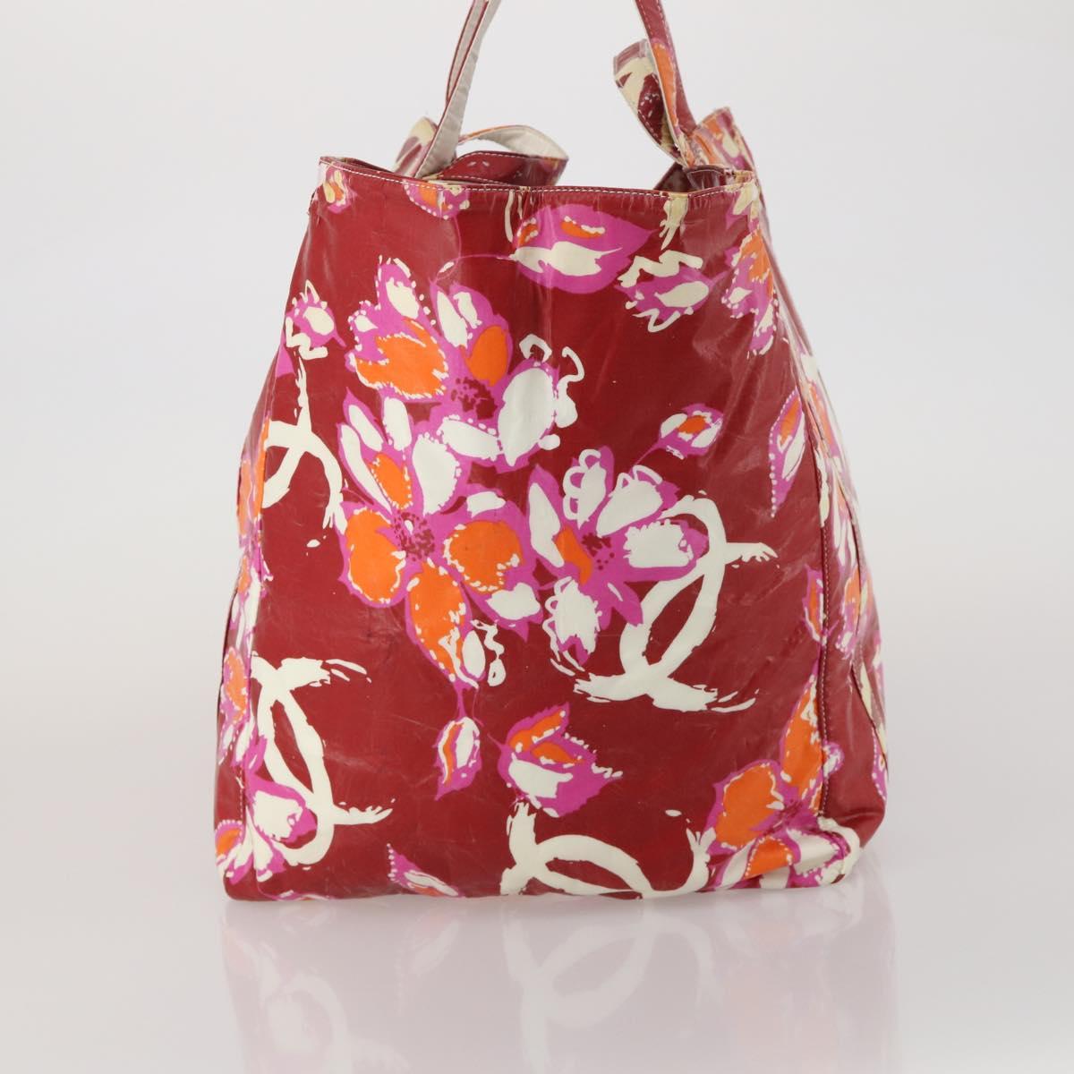CHANEL High Summer Line Tote Bag PVC Canvas Red CC Auth BA15144