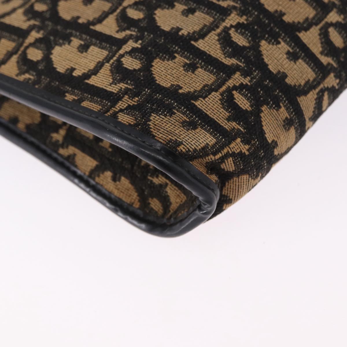 Christian Dior Trotter Canvas Shoulder Bag Navy Gold Auth BA15147