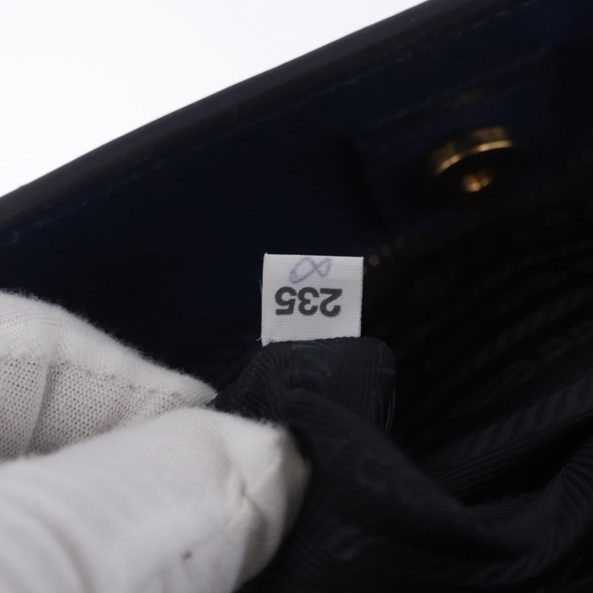 PRADA Hand Bag Safiano Leather 2way Blue Gold Auth BA15150V
