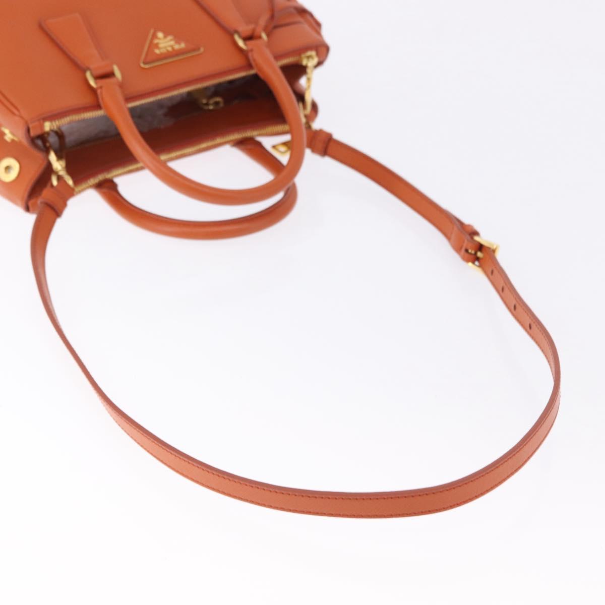 PRADA Hand Bag Safiano Leather 2way Orange Gold Auth BA15151