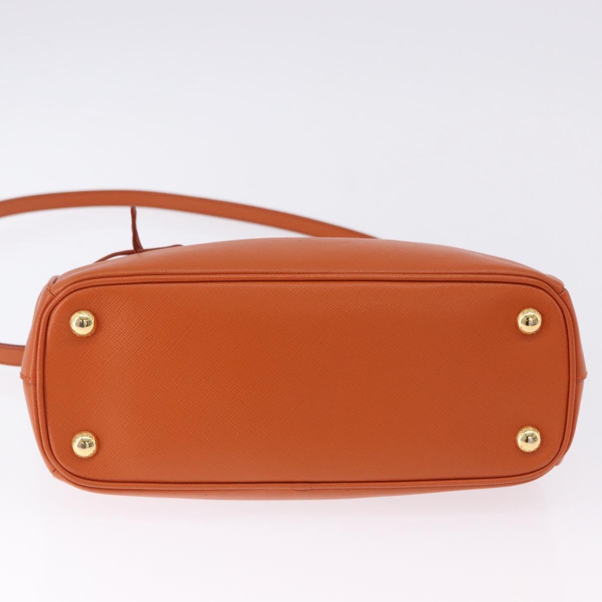 PRADA Hand Bag Safiano Leather 2way Orange Gold Auth BA15151