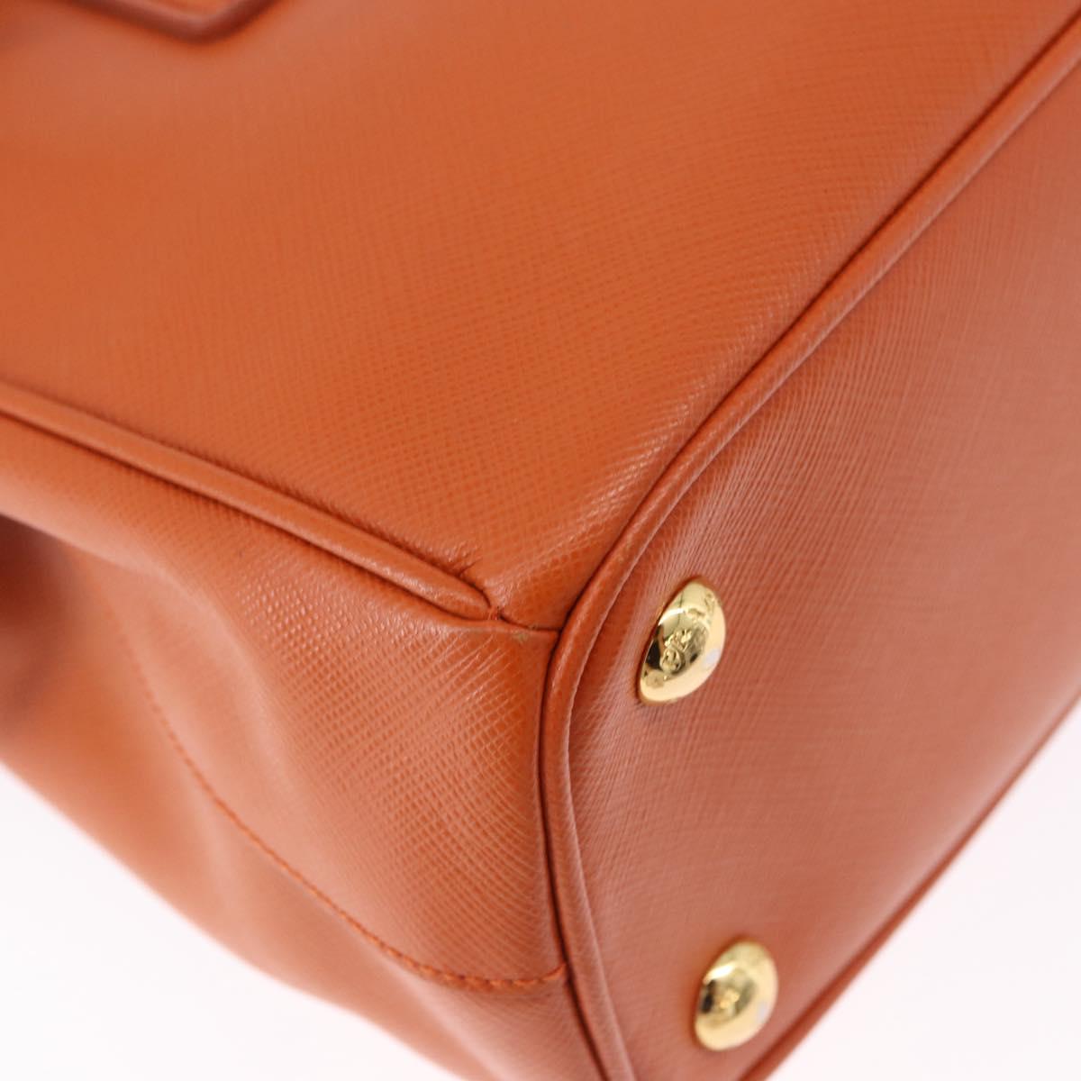 PRADA Hand Bag Safiano Leather 2way Orange Gold Auth BA15151