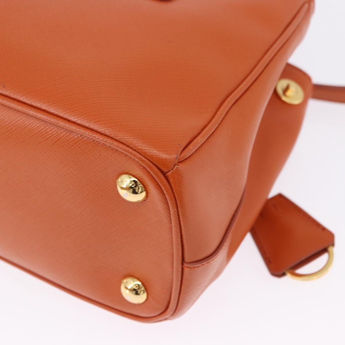 PRADA Hand Bag Safiano Leather 2way Orange Gold Auth BA15151