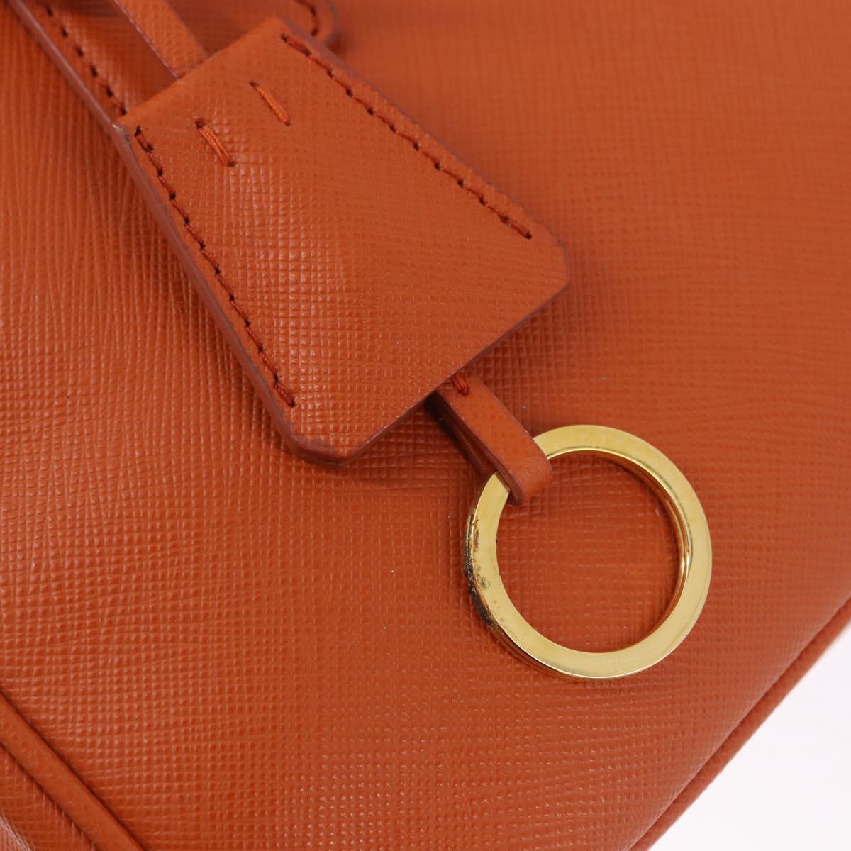 PRADA Hand Bag Safiano Leather 2way Orange Gold Auth BA15151