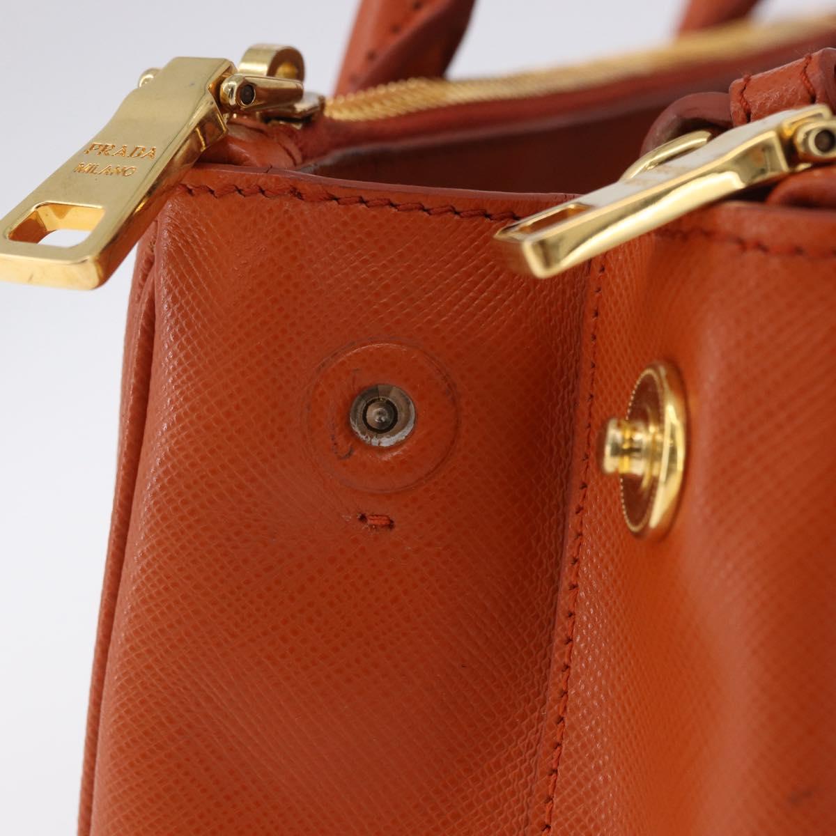 PRADA Hand Bag Safiano Leather 2way Orange Gold Auth BA15151