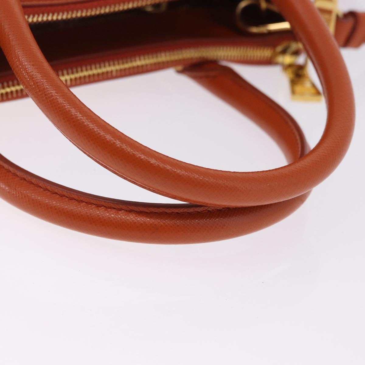 PRADA Hand Bag Safiano Leather 2way Orange Gold Auth BA15151