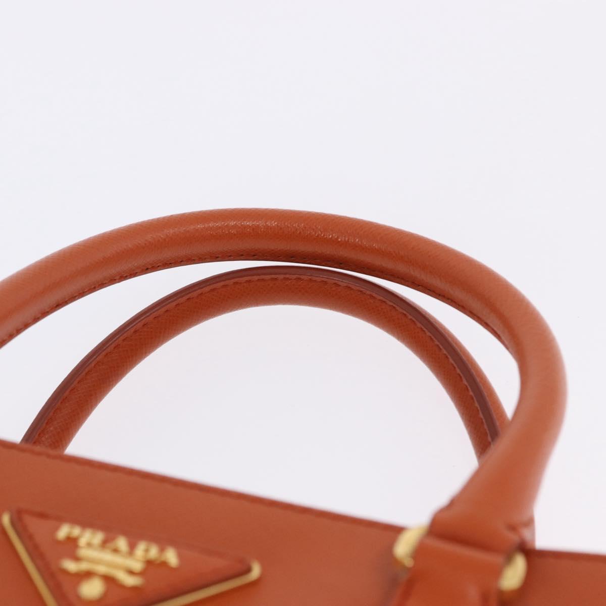 PRADA Hand Bag Safiano Leather 2way Orange Gold Auth BA15151