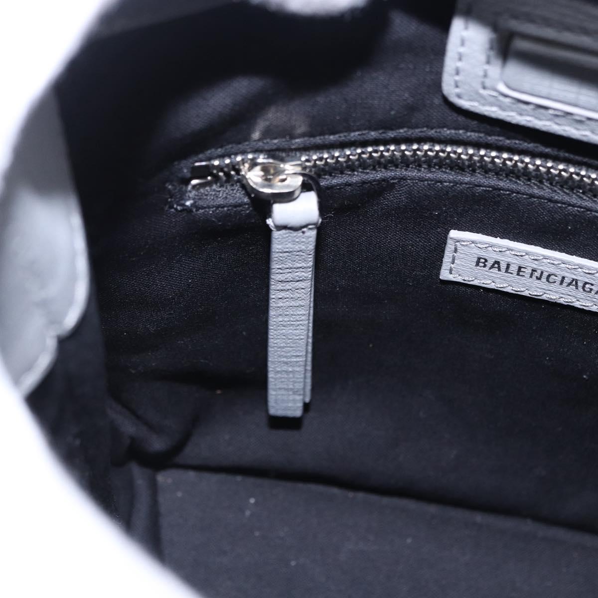 BALENCIAGA Shopping Tote Bag XXS Leather 2way Gray Silver 555140 Auth BA15153V