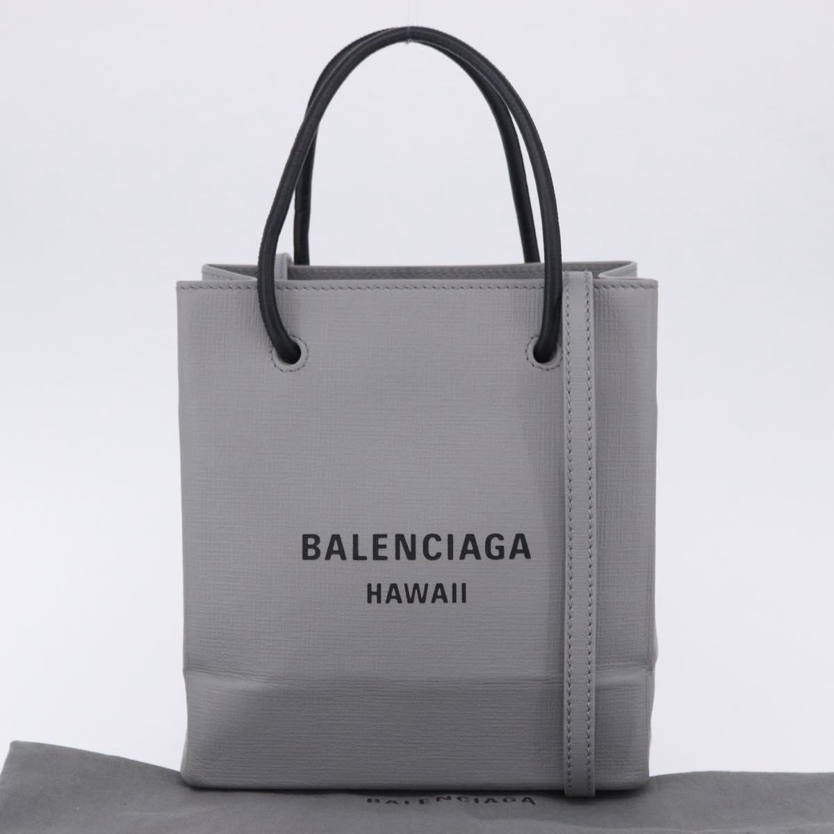 BALENCIAGA Shopping Tote Bag XXS Leather 2way Gray Silver 555140 Auth BA15153V