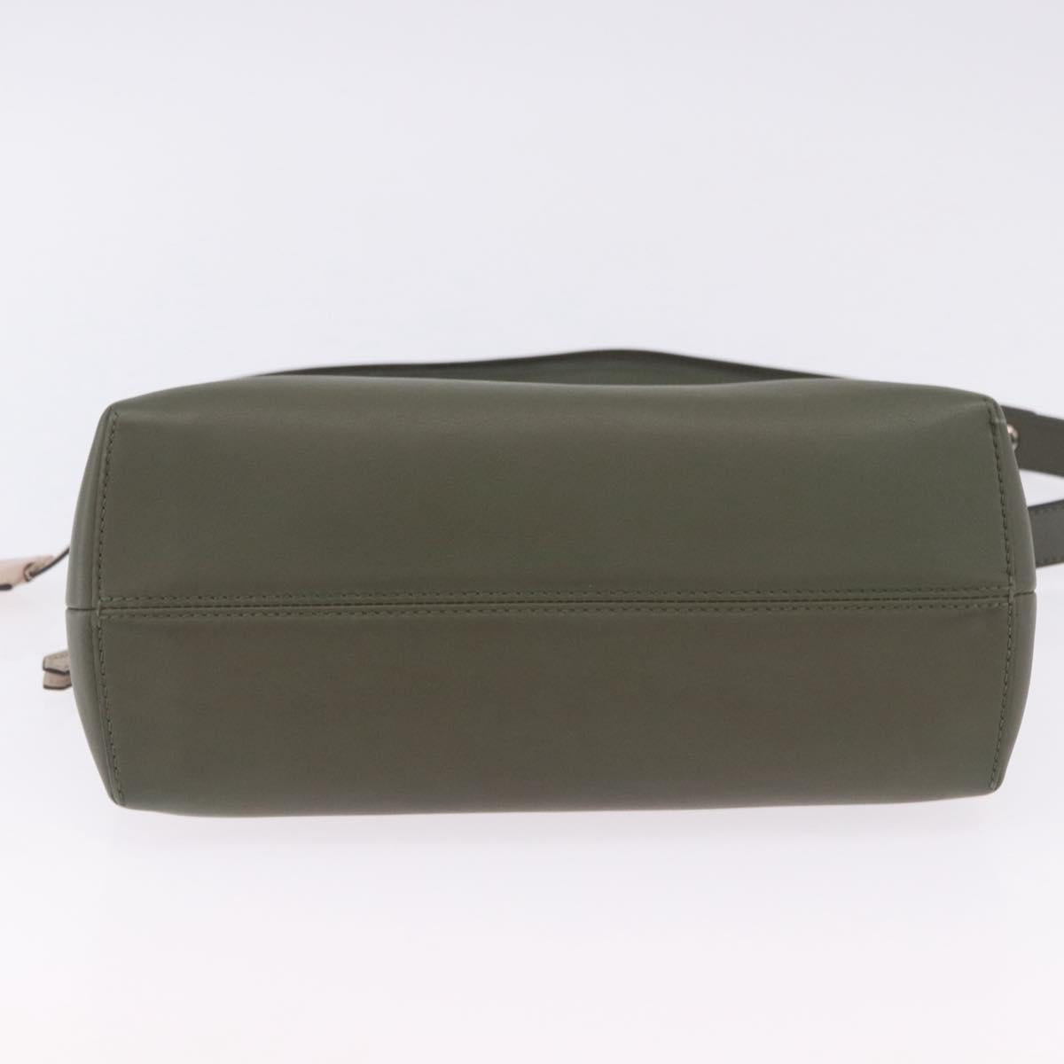 FENDI By The Way Hand Bag Leather 2way Khaki Silver Auth BA15154A