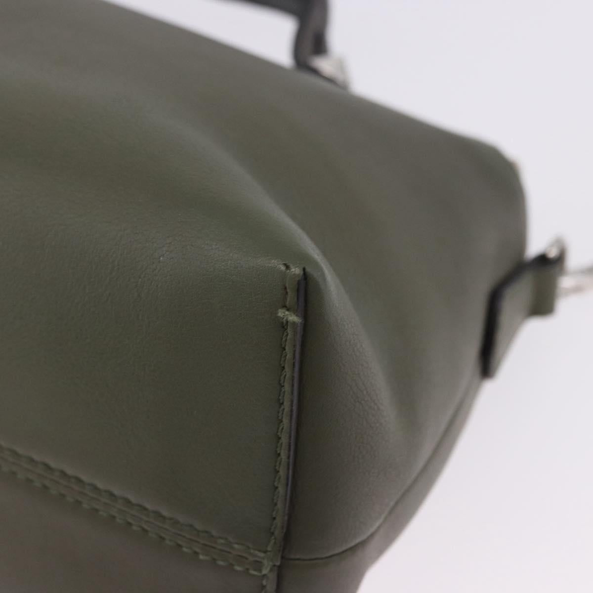 FENDI By The Way Hand Bag Leather 2way Khaki Silver Auth BA15154A