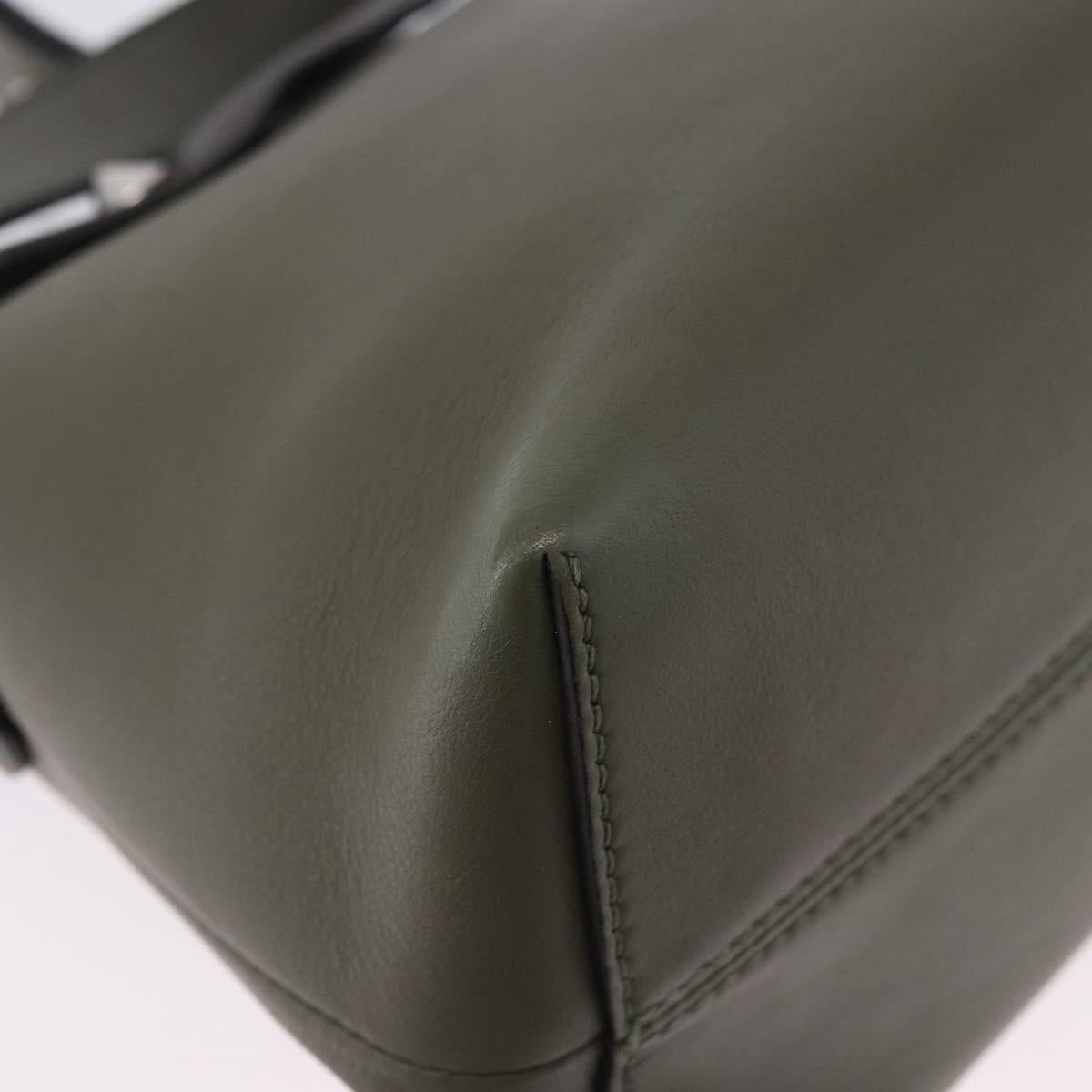 FENDI By The Way Hand Bag Leather 2way Khaki Silver Auth BA15154A