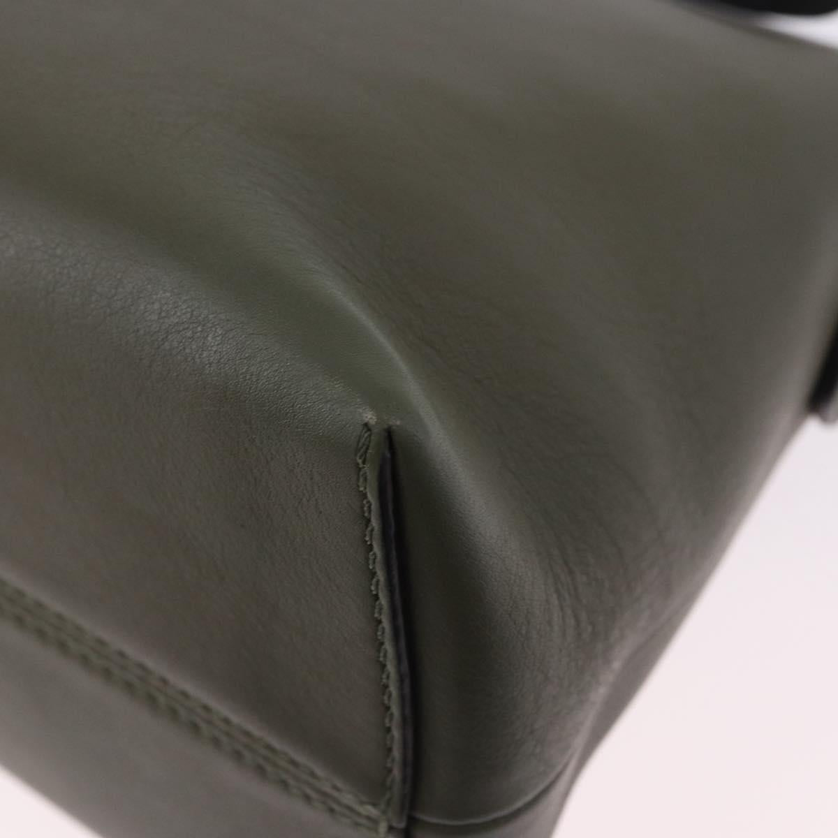 FENDI By The Way Hand Bag Leather 2way Khaki Silver Auth BA15154A