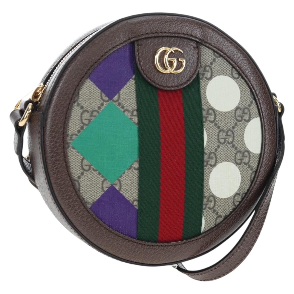 GUCCI GG Supreme Shoulder Bag PVC Beige Gold 574978 Auth BA15155M