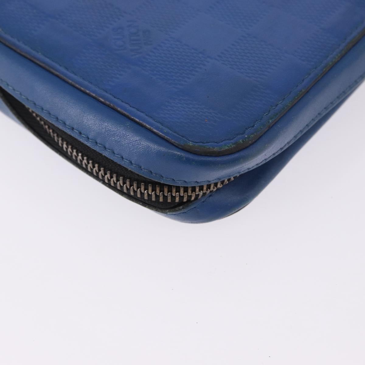 LOUIS VUITTON Damier Infini Zippy XL Travel Case Blue N60079 LV Auth BA15157