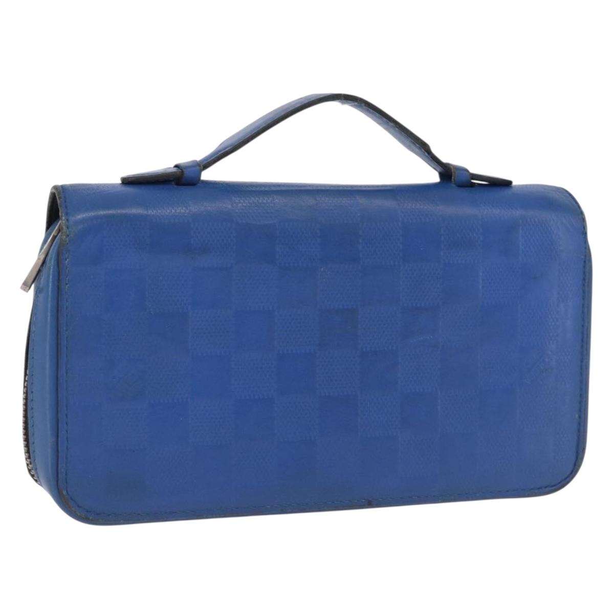 LOUIS VUITTON Damier Infini Zippy XL Travel Case Blue N60079 LV Auth BA15157