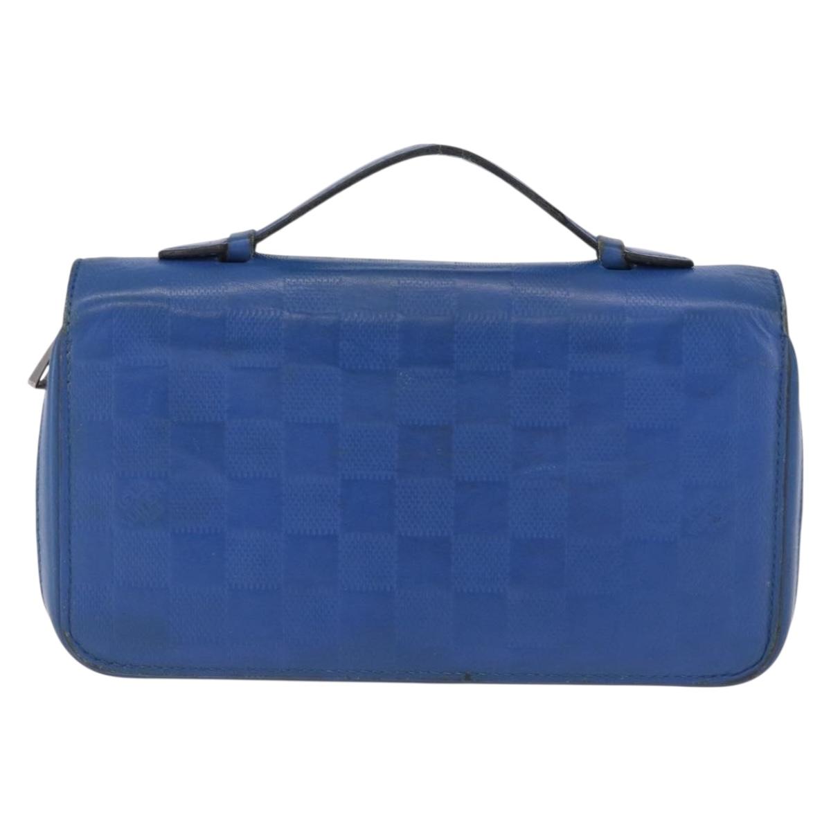 LOUIS VUITTON Damier Infini  Zippy XL Travel Case Blue N60079 LV Auth BA15157