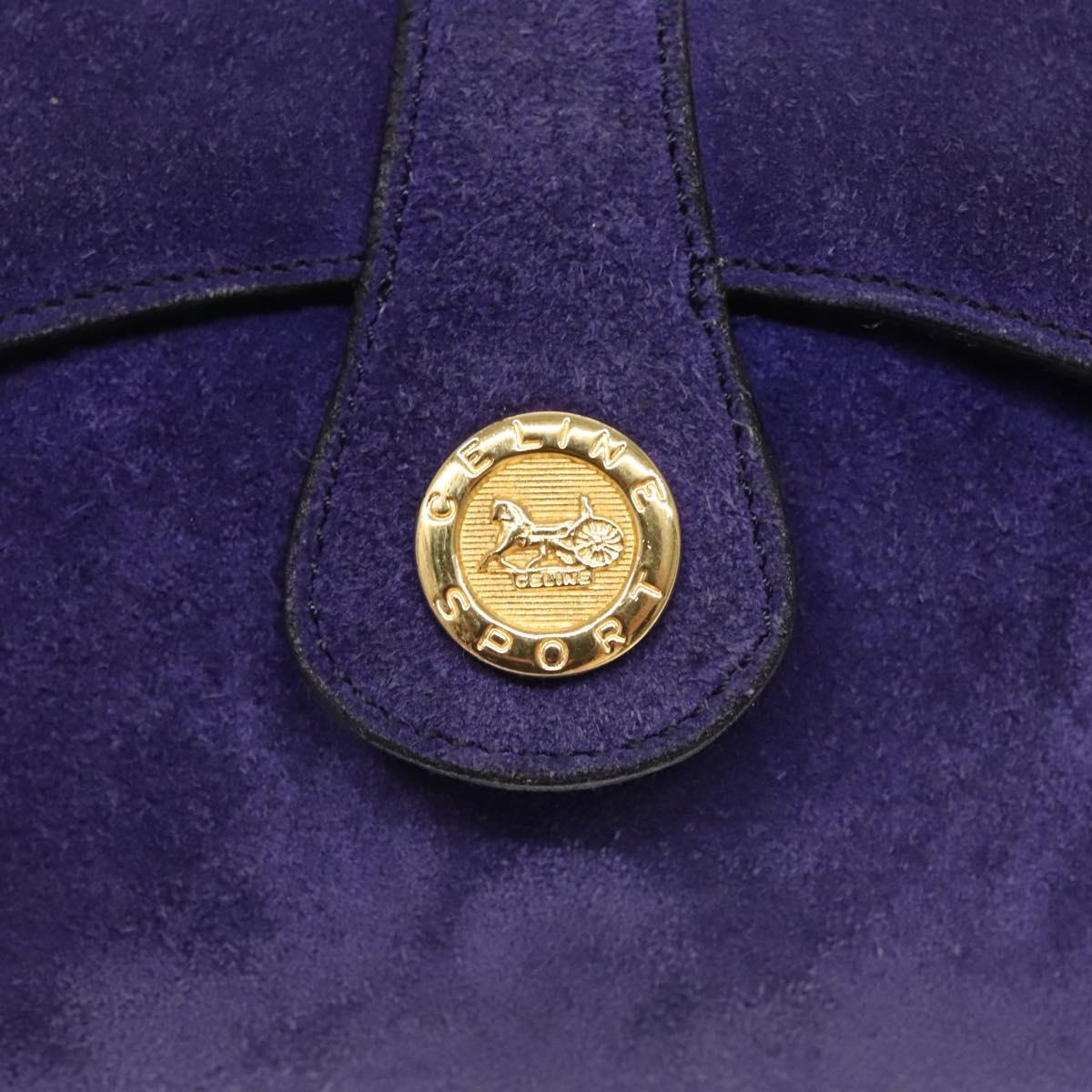CELINE Chain Shoulder Bag Suede Purple Auth BA1516