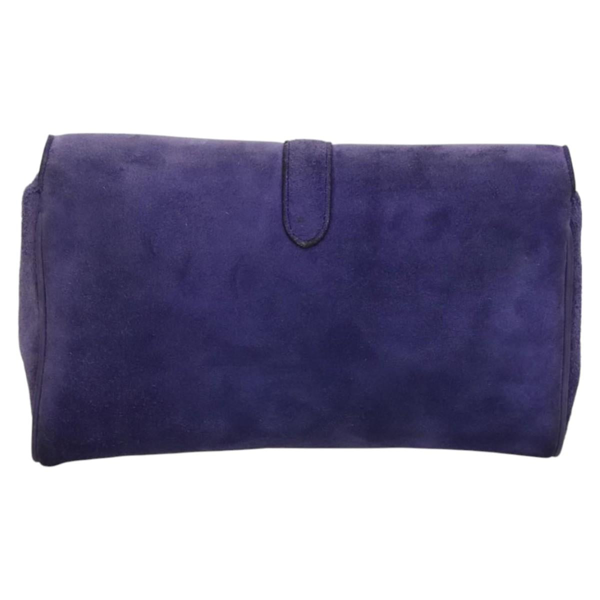 CELINE Chain Shoulder Bag Suede Purple Auth BA1516