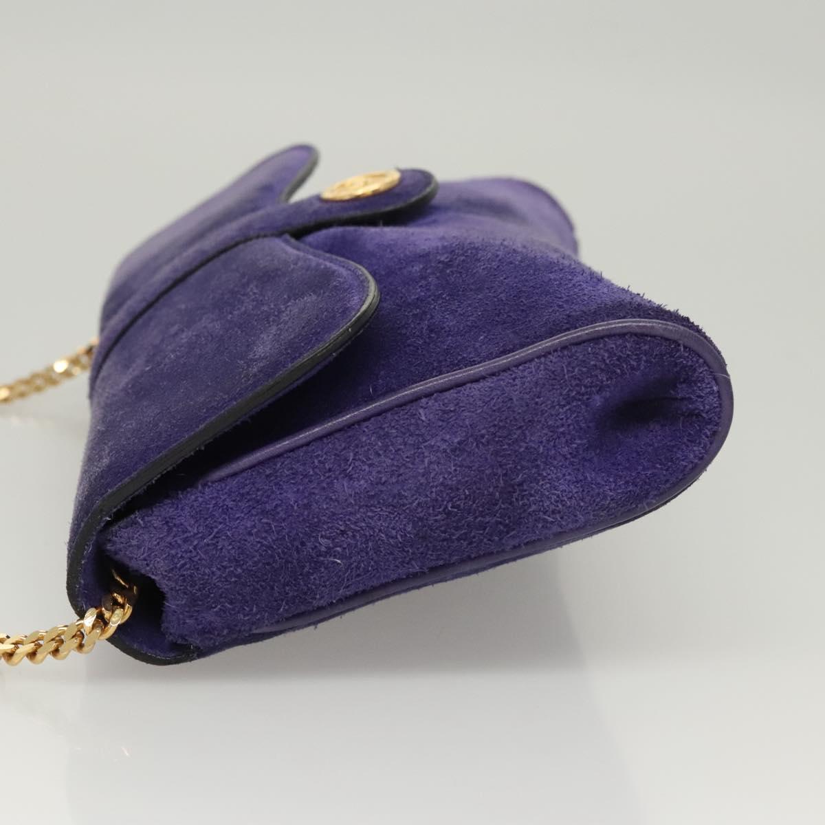 CELINE Chain Shoulder Bag Suede Purple Auth BA1516